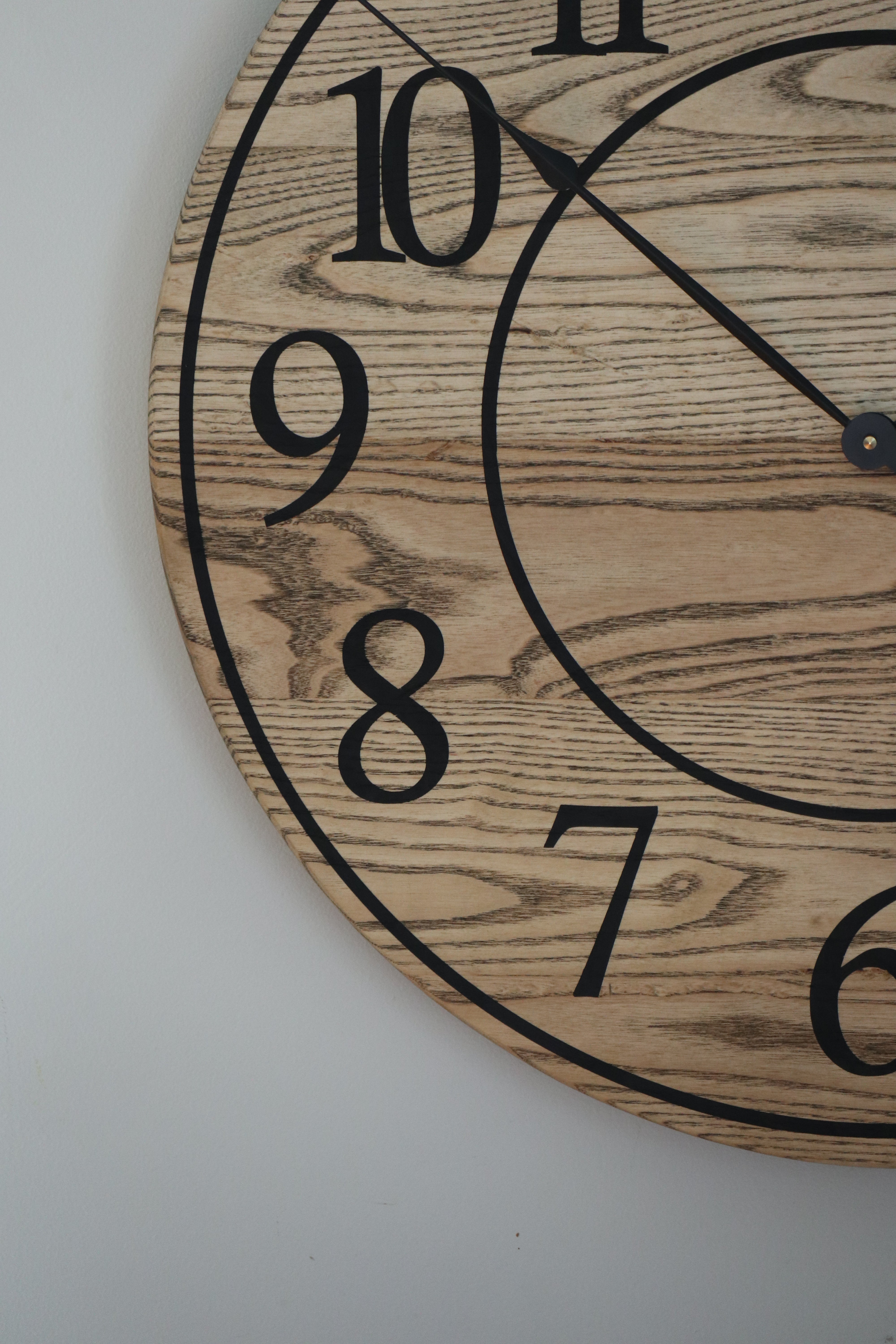 26&quot; Solid Ash Wood Wall Clock with Walnut Stain (in stock)