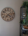 Large 26" Solid Wood Hackberry Wall Clock with walnut stain (in stock)