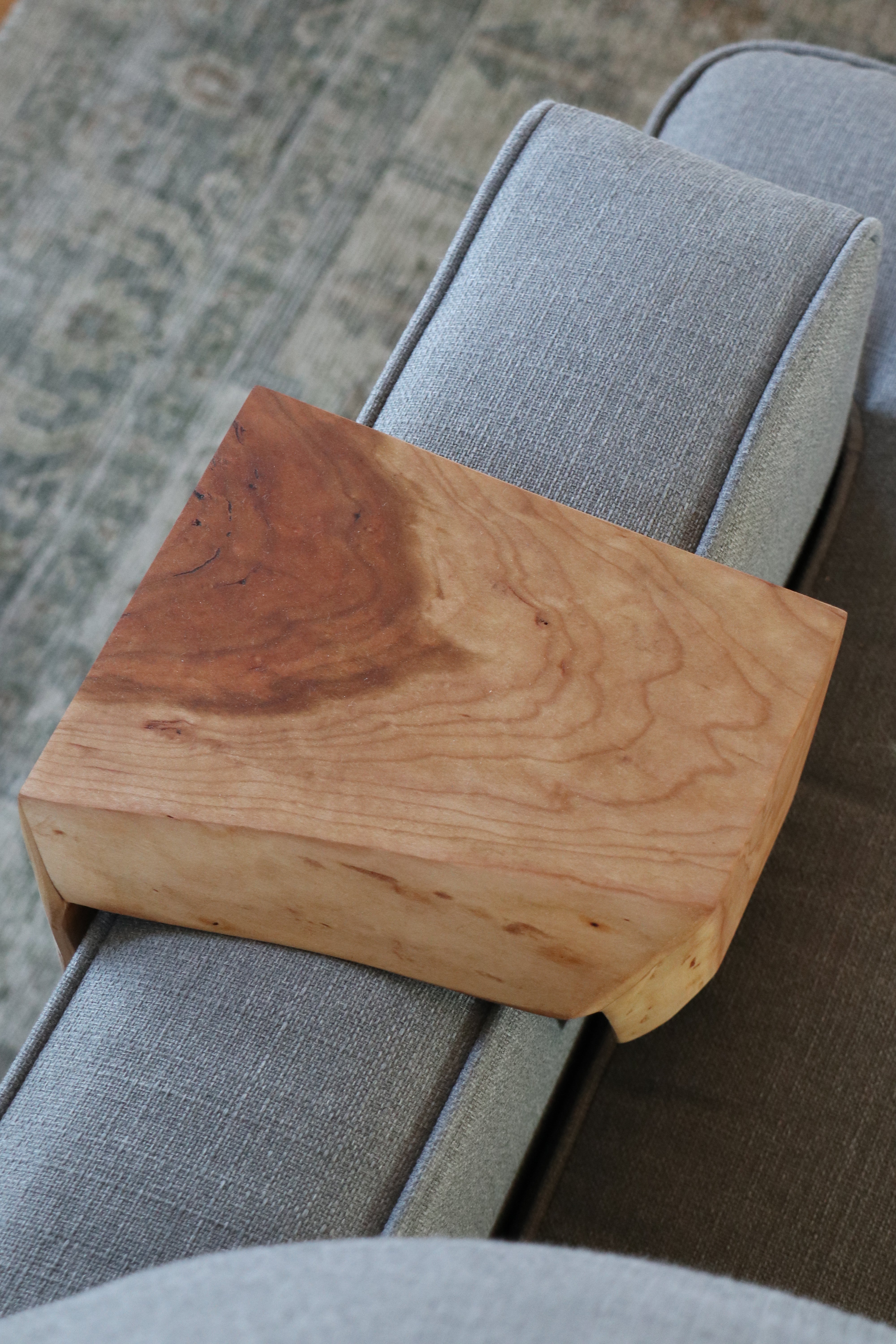 6.25&quot; Solid Cherry Wood Sofa Armrest Table (in stock)