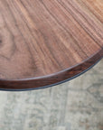 15" Large Live-Edge Walnut, Round Industrial Side Table (in stock)