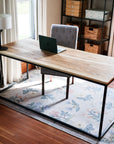 Extra Long Modern Ash Wood & Metal Drafting Writing Desk Table