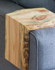 6" Blue Stained Pine Wood Armrest Table (in stock)