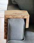 6" Blue Stained Pine Wood Armrest Table (in stock)