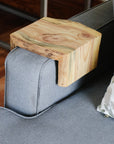 6" Blue Stained Pine Wood Armrest Table (in stock)