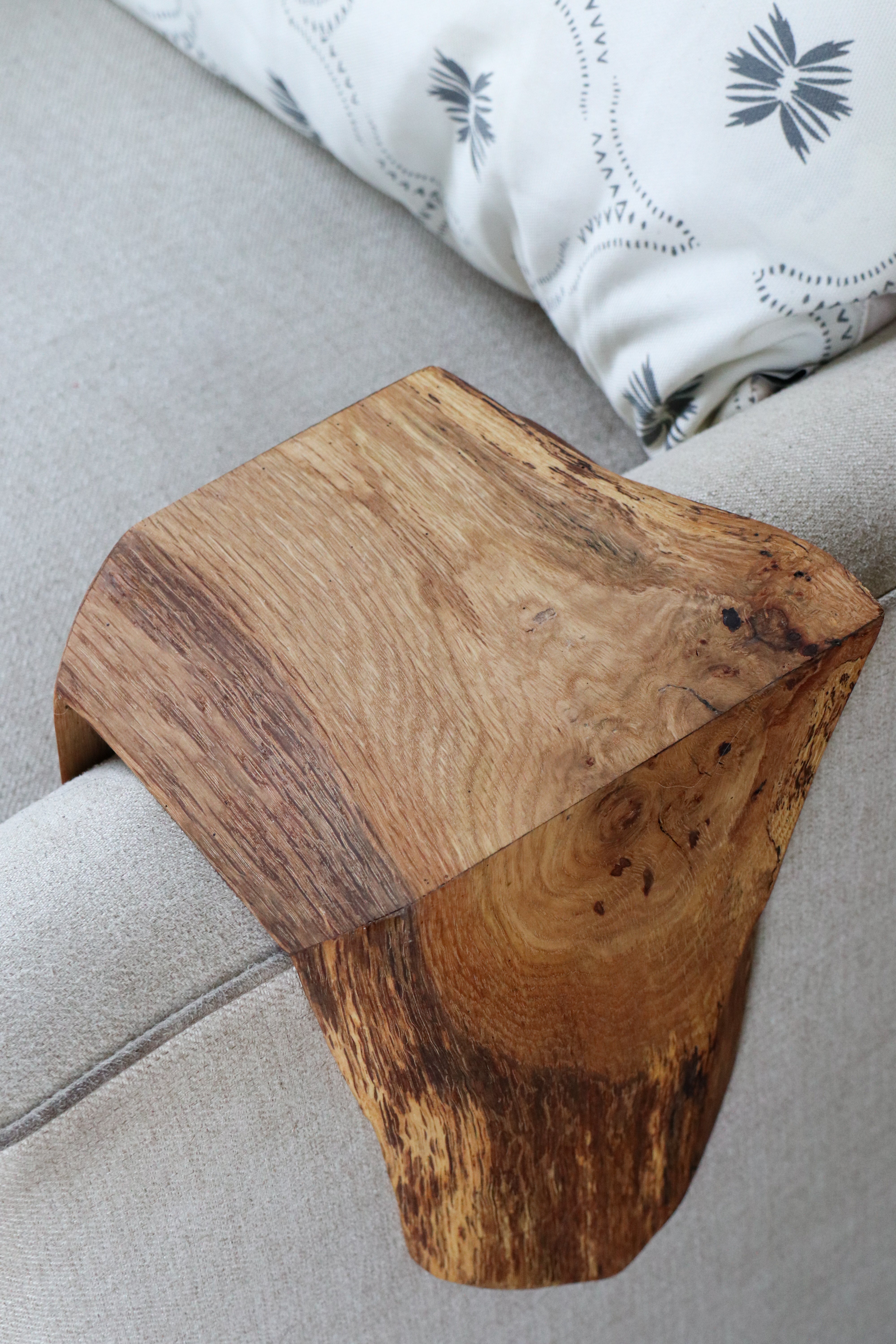 Waterfall Live Edge White Oak Wood Armrest Table