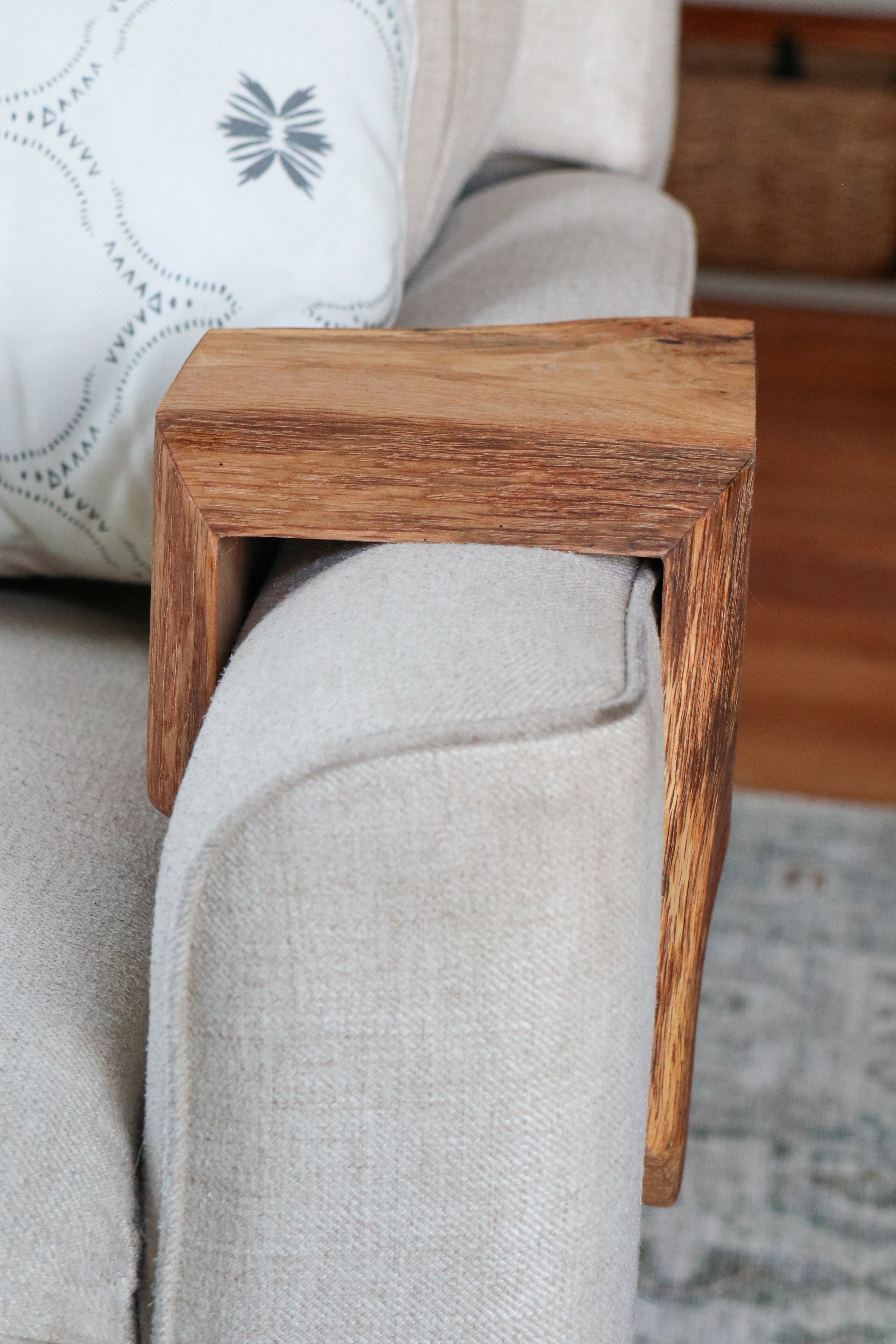 Waterfall Live Edge White Oak Wood Armrest Table