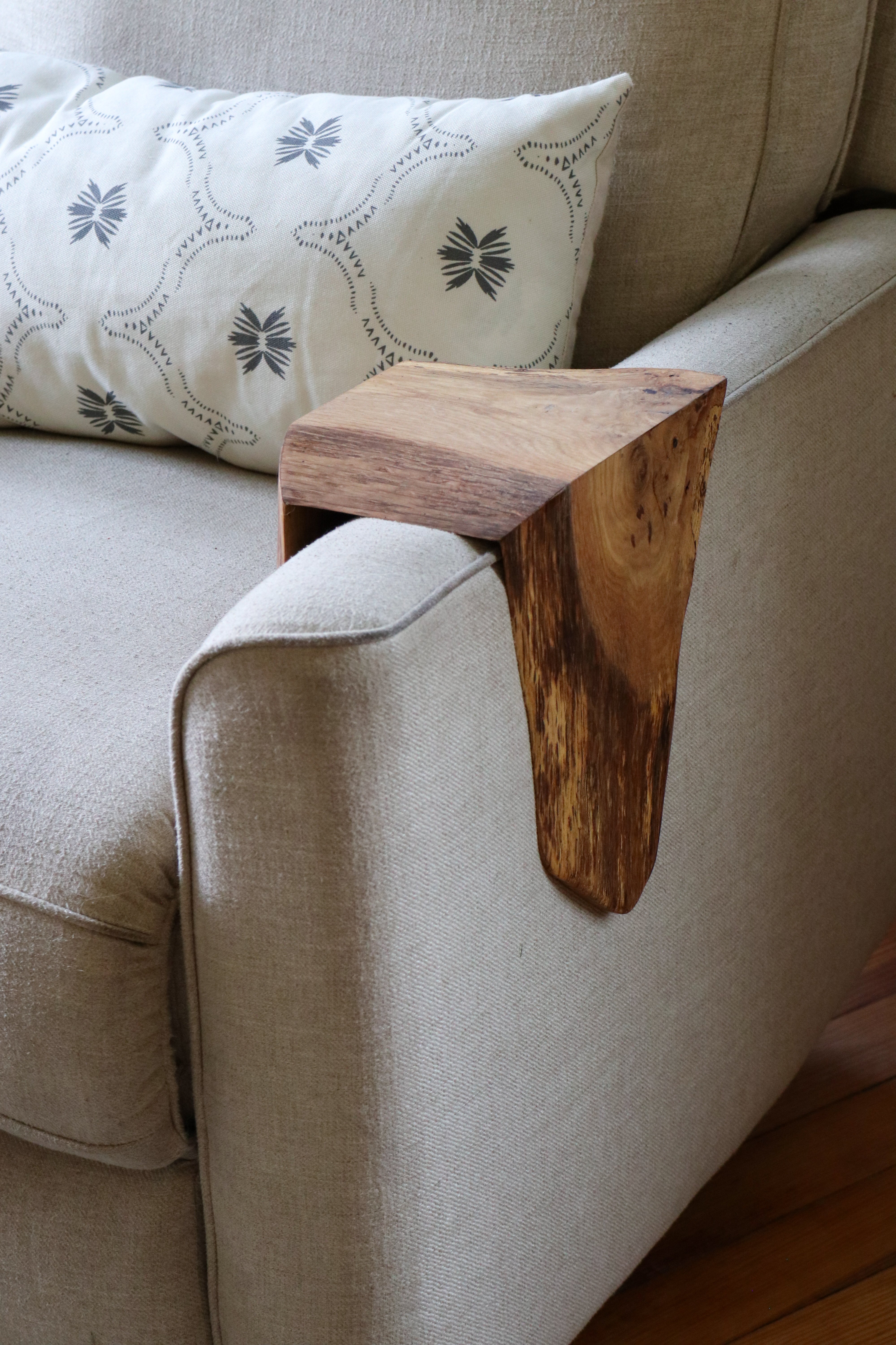 5&quot; Waterfall Live Edge White Oak Wood Armrest Table (in stock)