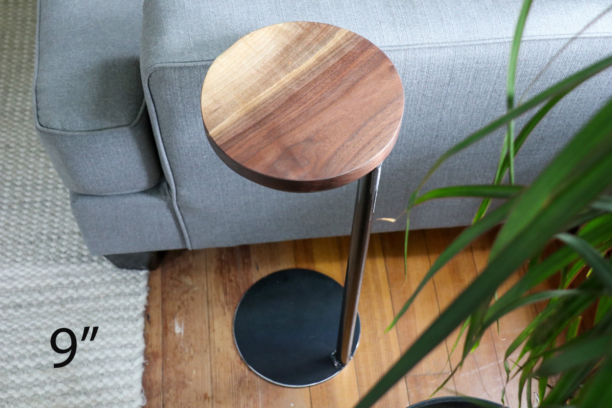 Live-Edge Walnut, Round Industrial Side Table - Hazel Oak Farms