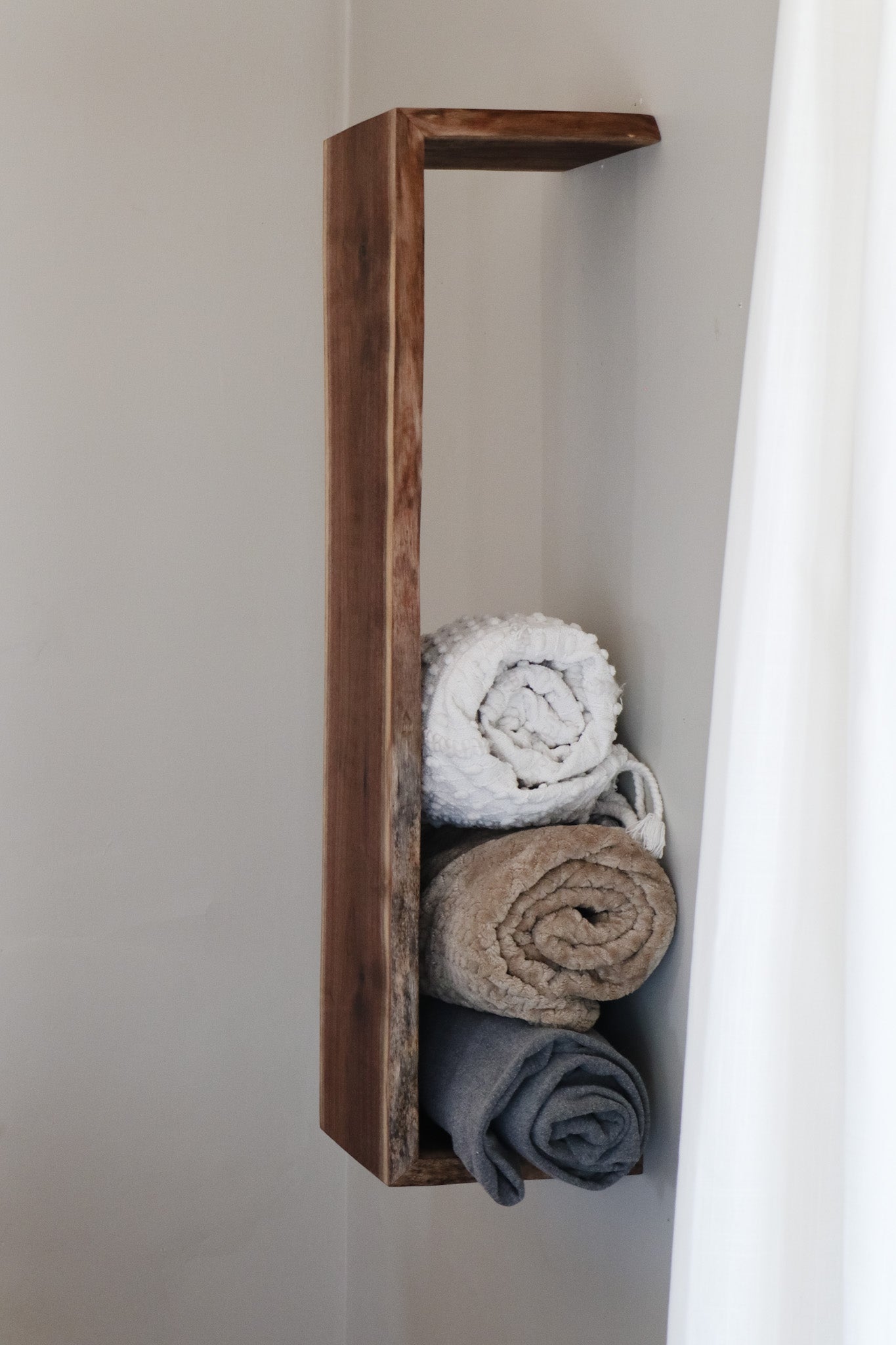 Live Edge Walnut Waterfall Blanket or Towel Shelf - Hazel Oak Farms