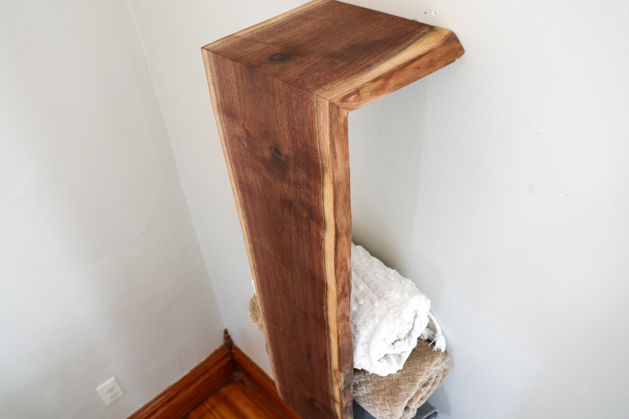 Live Edge Walnut Waterfall Blanket or Towel Shelf - Hazel Oak Farms