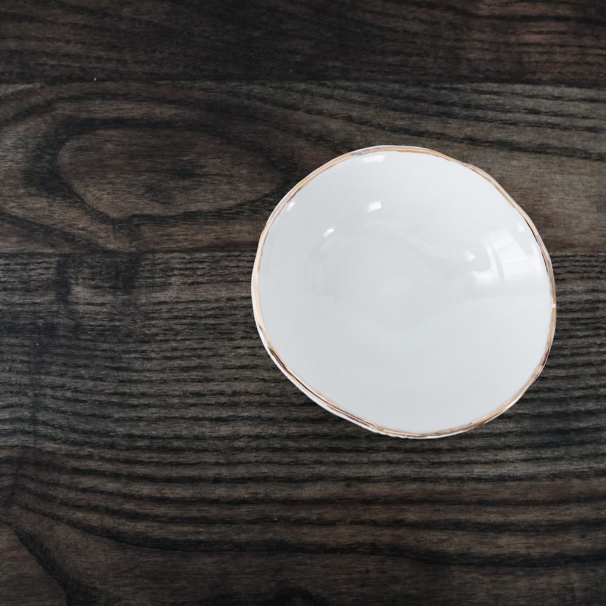 Gold Rim White Porcelain Bowl