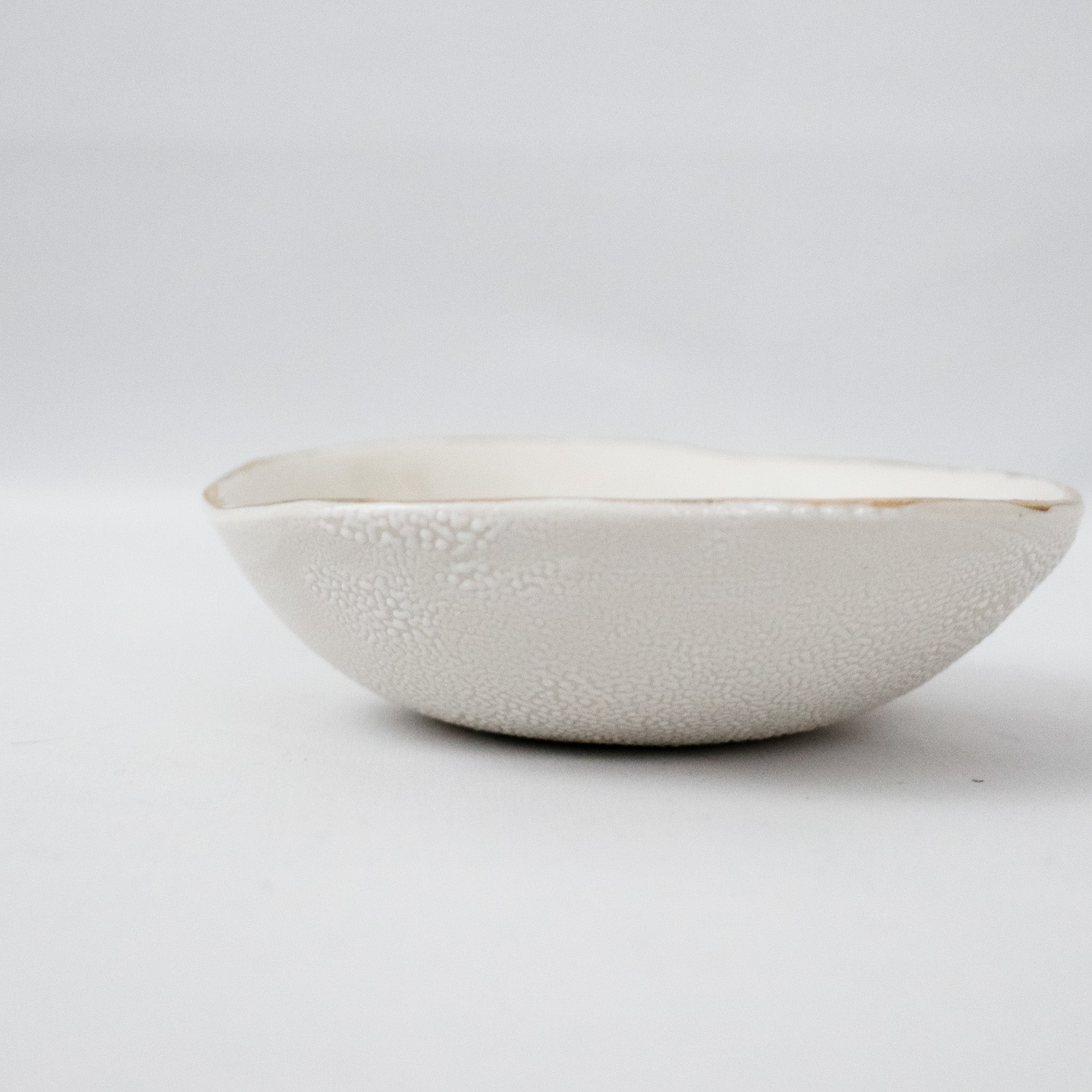 Gold Rim White Porcelain Bowl