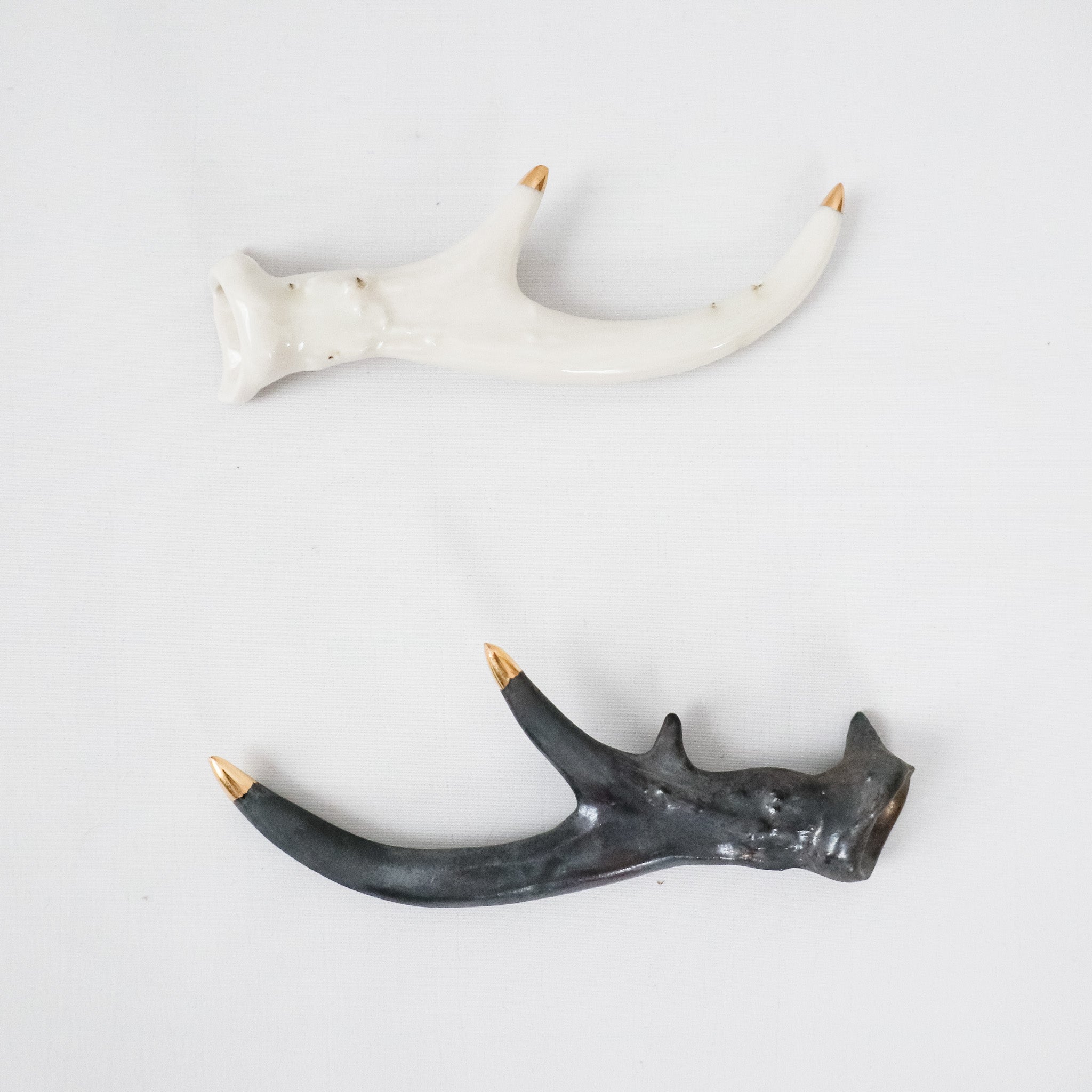 Gold Tipped White Porcelain Deer Antler