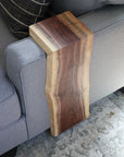 Live Edge Walnut Waterfall Armrest Sofa Table - Extra Long Square To the Floor