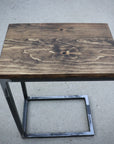 Pine Wood & Metal Industrial Side C Table