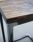 Pine Wood & Metal Industrial Side C Table