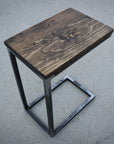 Pine Wood & Metal Industrial Side C Table