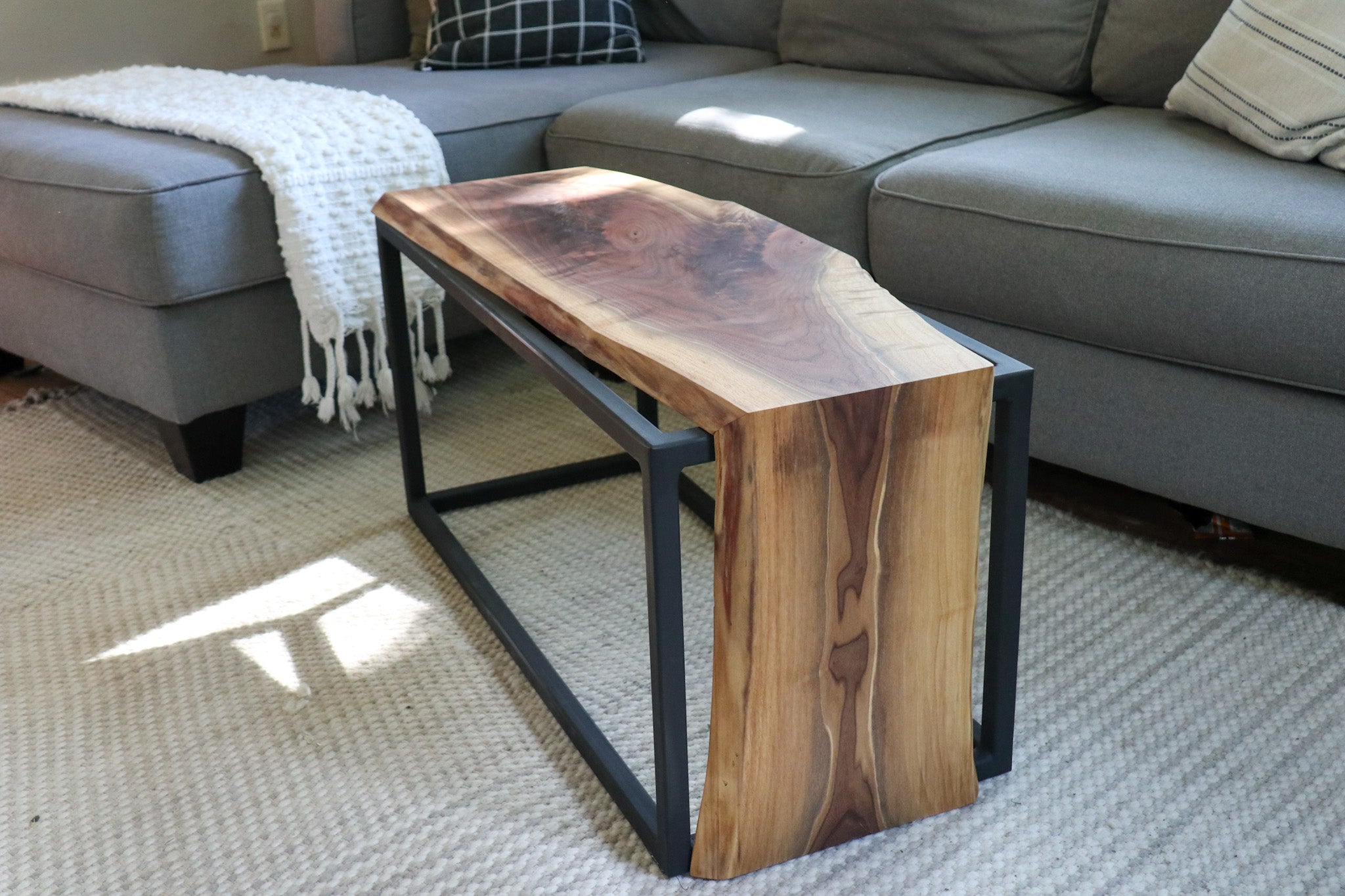 Live-Edge Walnut Waterfall Bench Coffee Table (in stock)