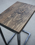 Pine Wood & Metal Industrial Side C Table