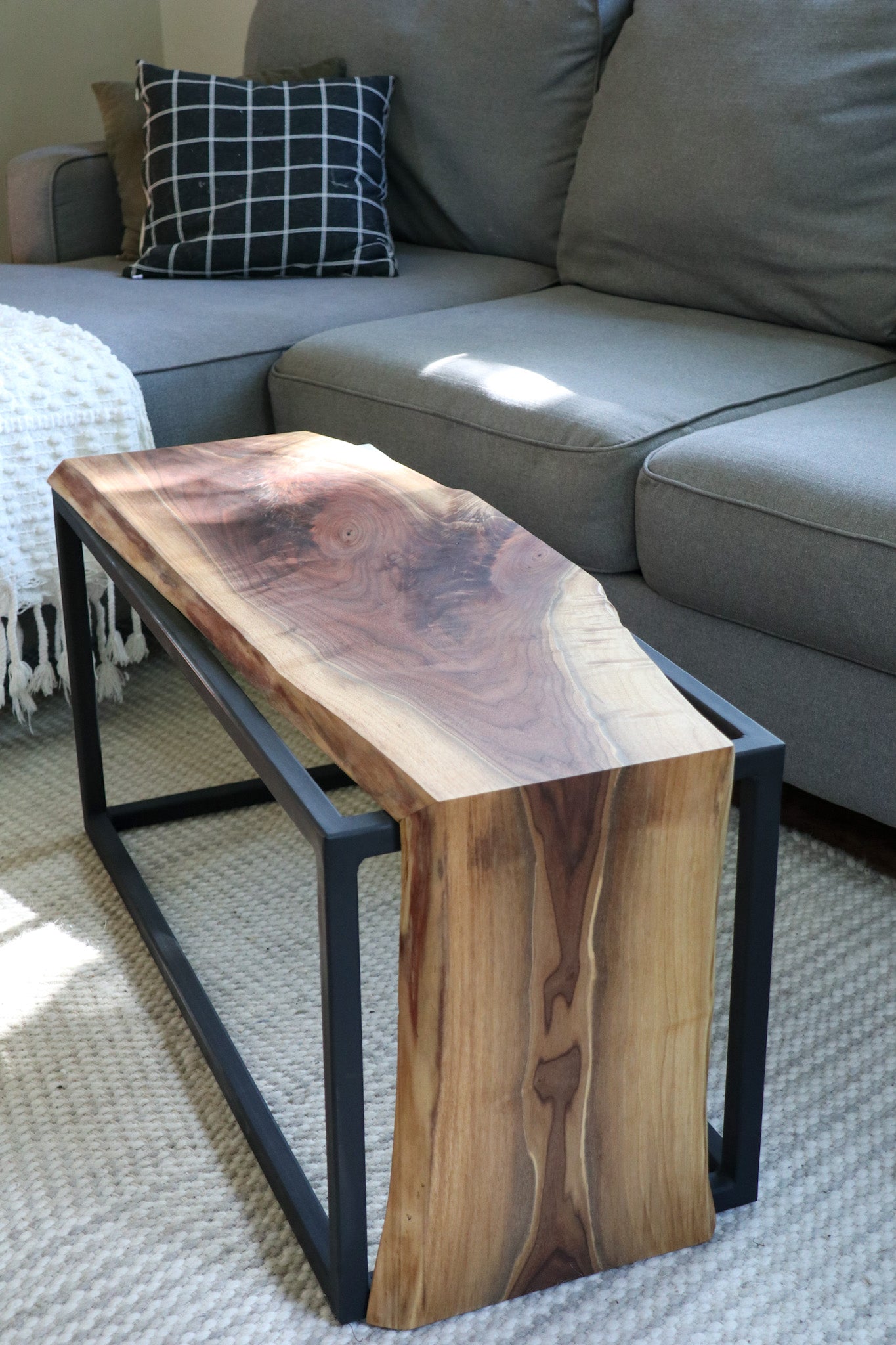 Live-Edge Walnut Waterfall Bench Coffee Table