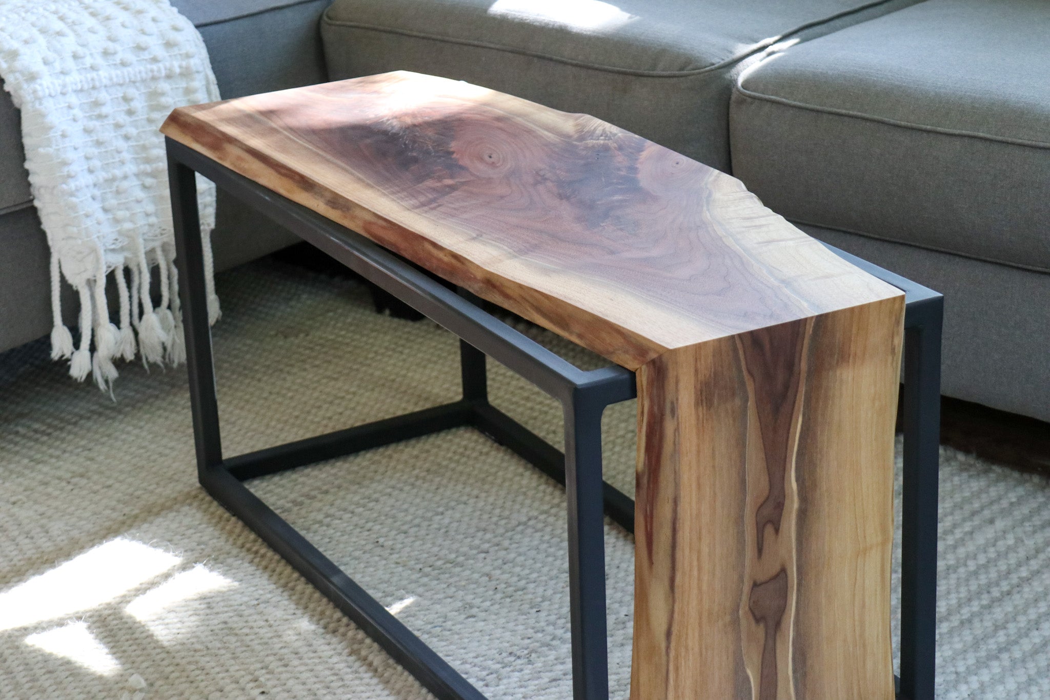 Live-Edge Walnut Waterfall Bench Coffee Table (in stock)