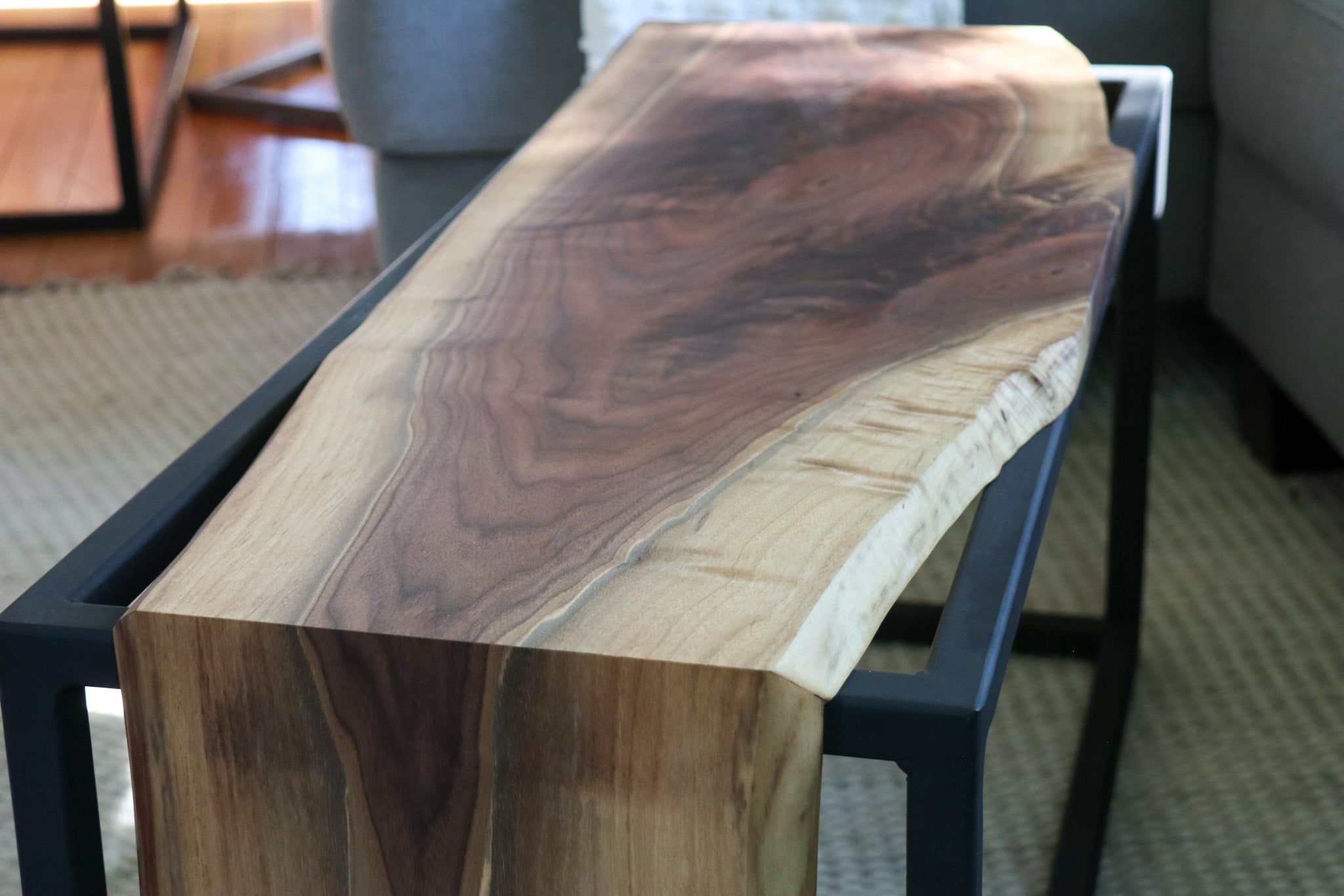 Live-Edge Walnut Waterfall Bench Coffee Table (in stock)