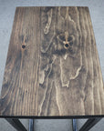 Pine Wood & Metal Industrial Side C Table