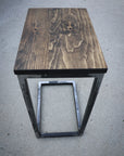 Pine Wood & Metal Industrial Side C Table