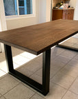 Modern Quartersawn White Oak Dining Table with Black Square Steel Legs