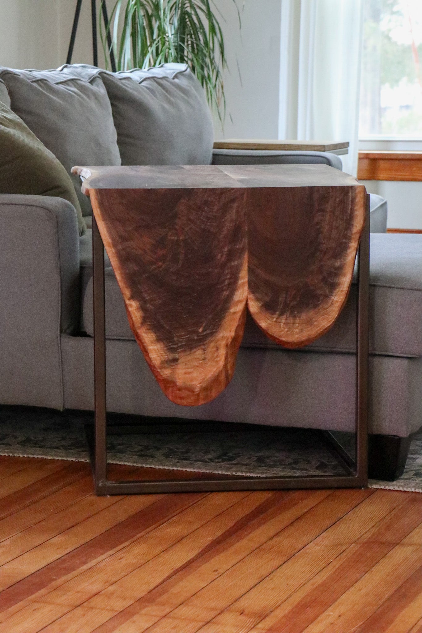 Double Live-Edge Walnut Waterfall Side C-Table - Hazel Oak Farms Handmade Furniture in Iowa, USA