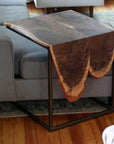 Double Live-Edge Walnut Waterfall Side C-Table - Hazel Oak Farms Handmade Furniture in Iowa, USA