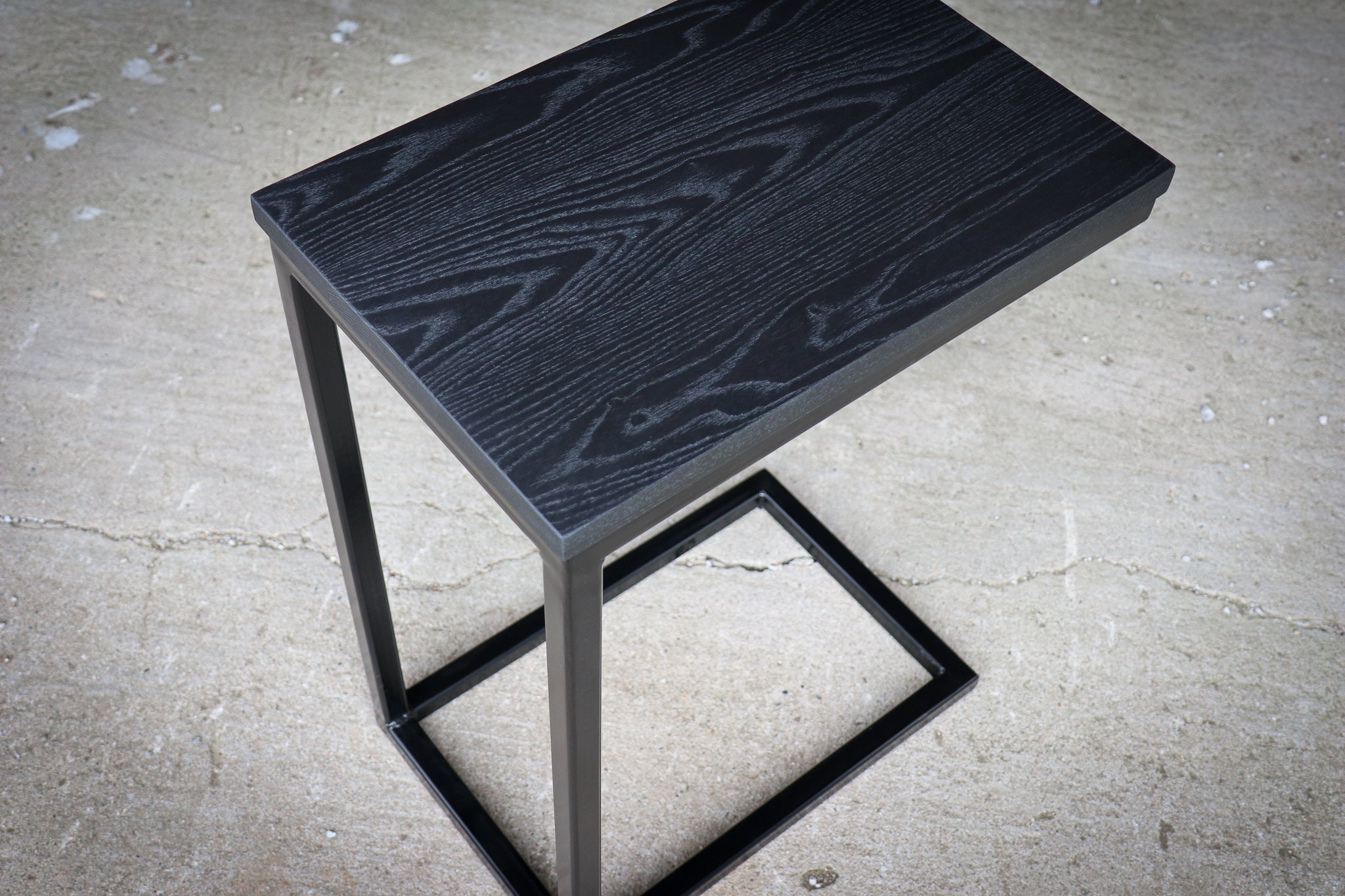Charcoal Black Ash Industrial Side C Table Charcoal Black Ash Industrial Side C Table Handmade Furniture in Iowa, USA