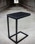 Charcoal Black Ash Industrial Side C Table Handmade Furniture in Iowa, USA