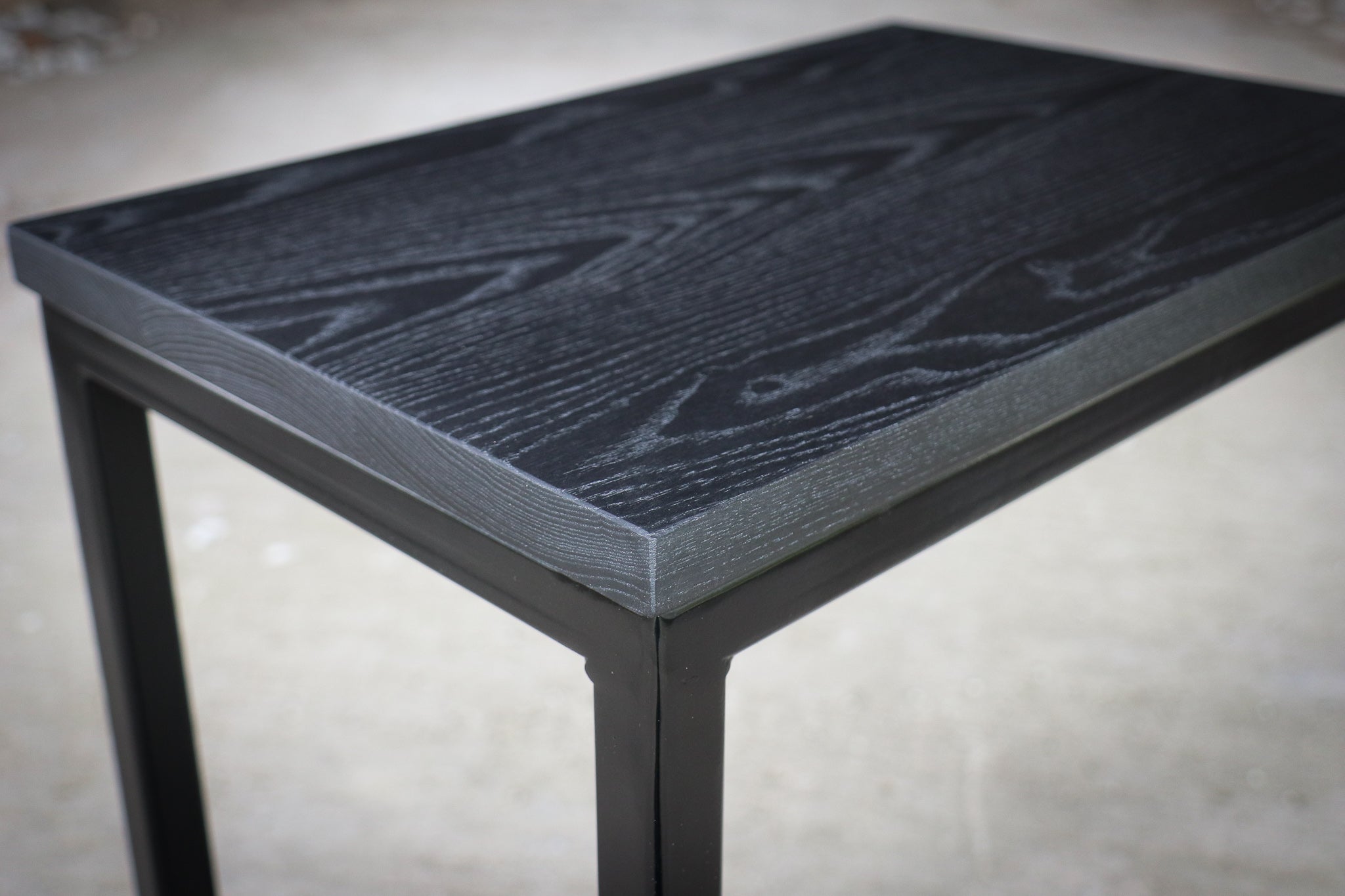 Charcoal Black Ash Industrial Side C Table Handmade Furniture in Iowa, USA