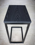 Charcoal Black Ash Industrial Side C Table Handmade Furniture in Iowa, USA