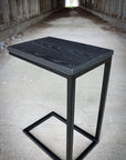 Charcoal Black Ash Industrial Side C Table Handmade Furniture in Iowa, USA