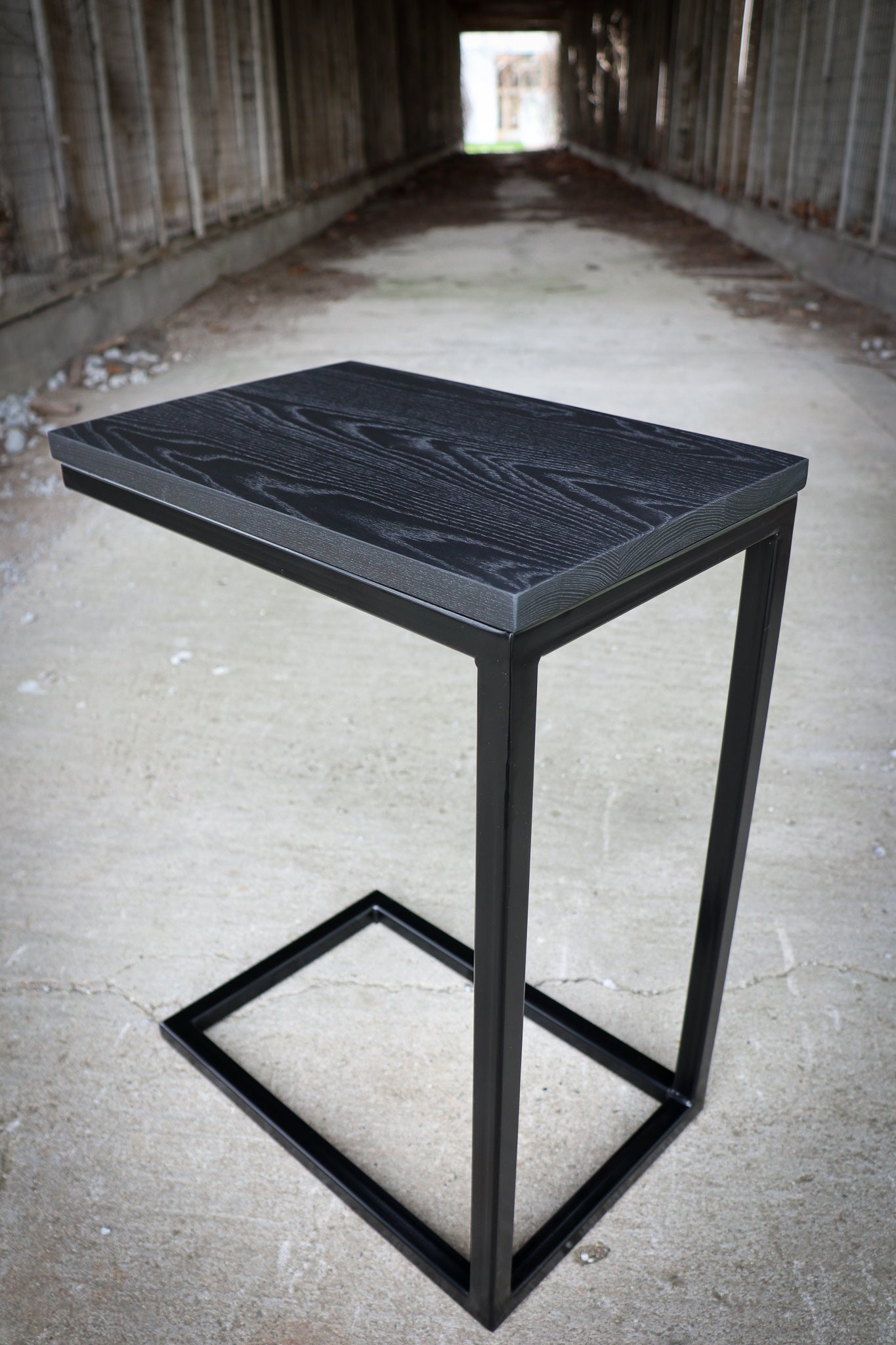Charcoal Black Ash Industrial Side C Table