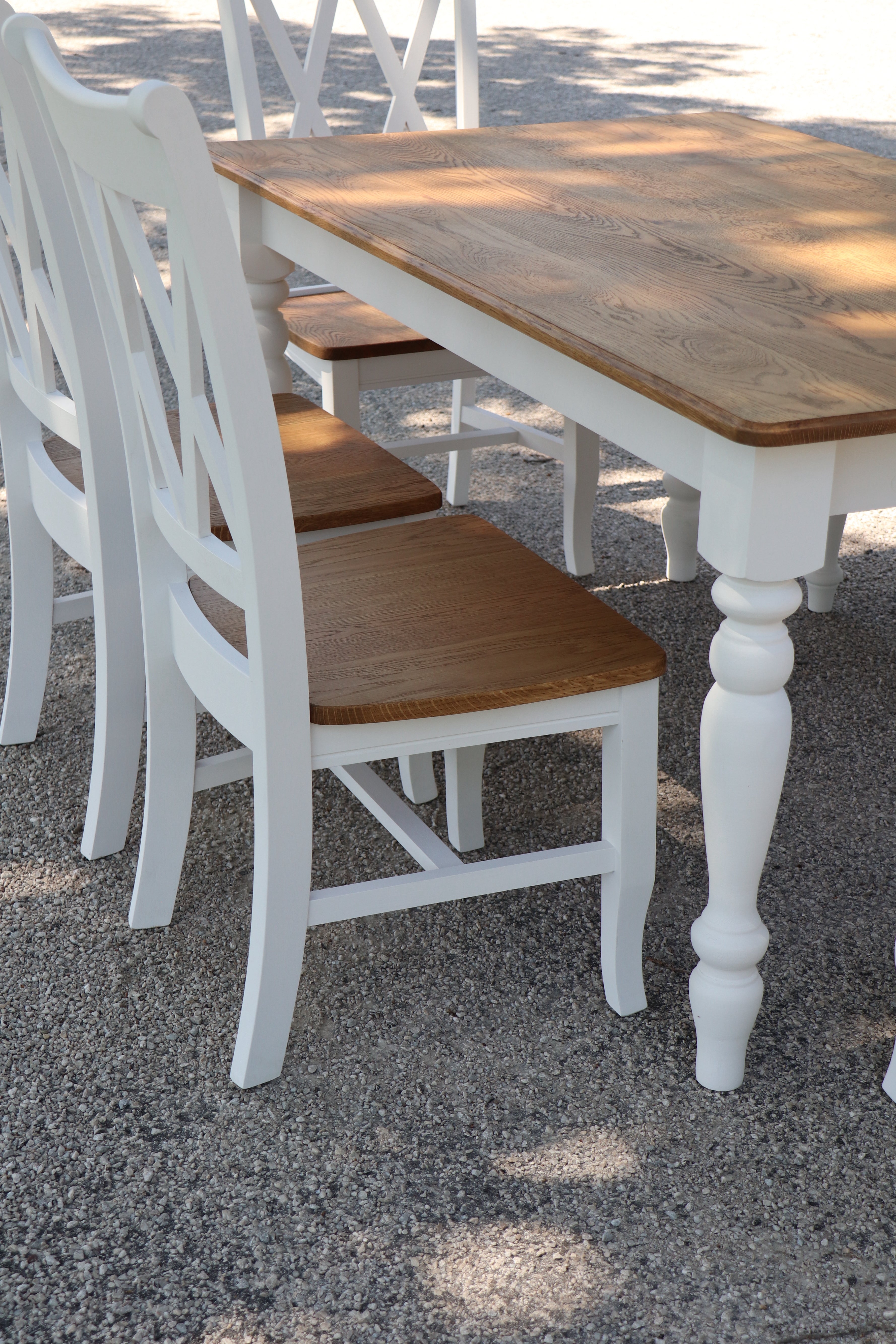 White and Oak Dining Table Set - Hazel Oak Farms