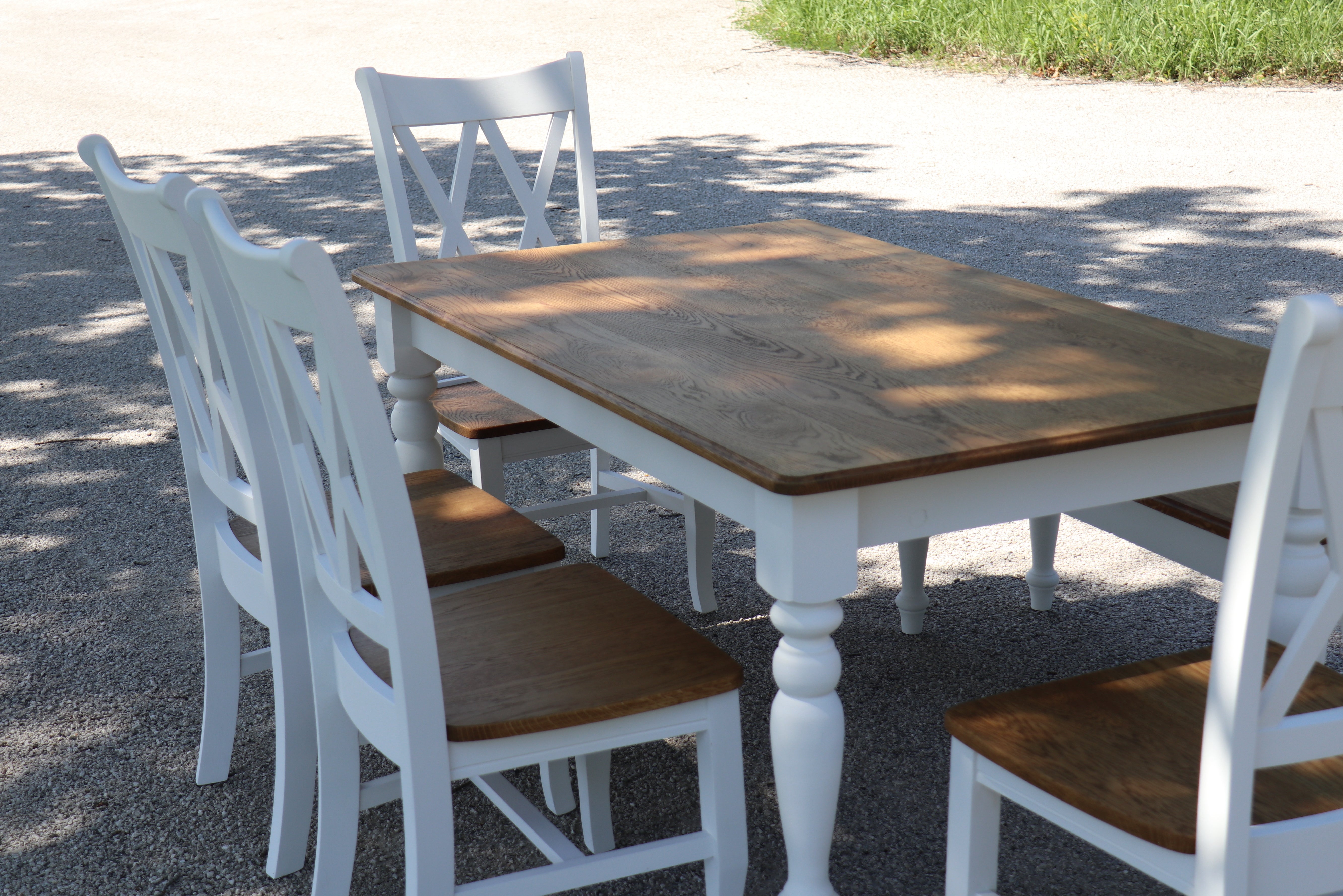 White and Oak Dining Table Set - Hazel Oak Farms