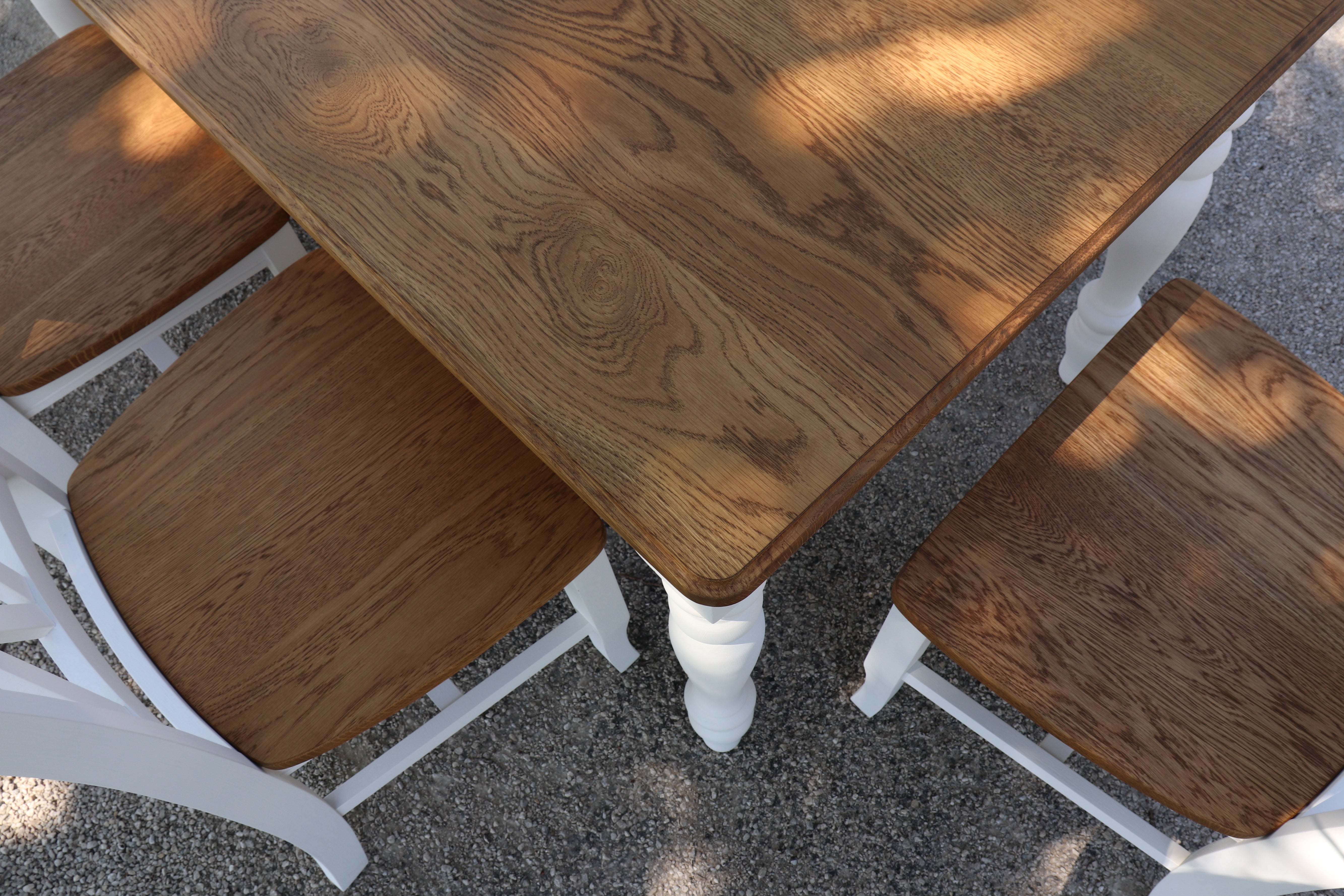 White and Oak Dining Table Set - Hazel Oak Farms