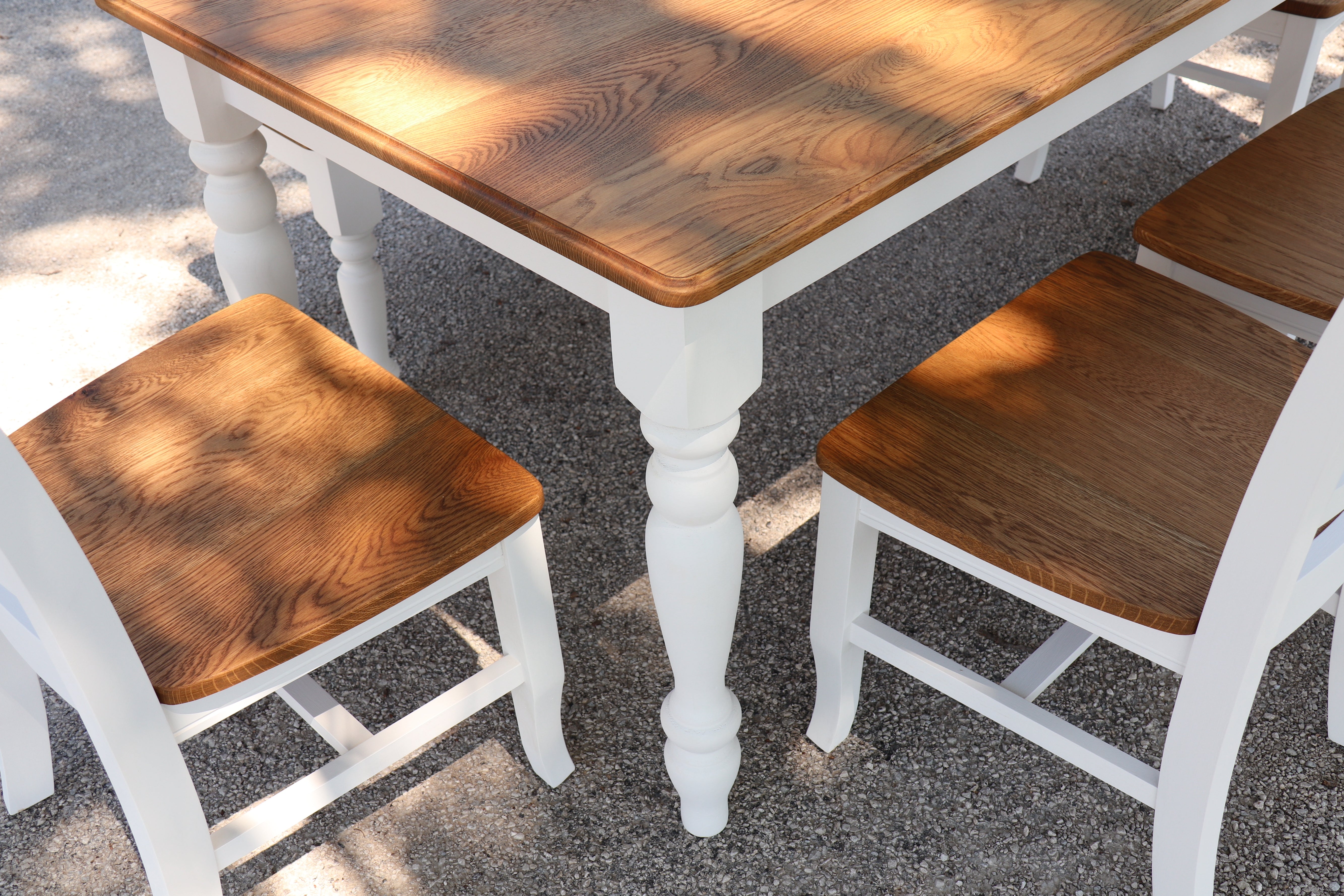 White and Oak Dining Table Set - Hazel Oak Farms