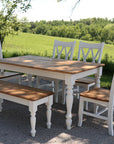 White and Oak Dining Table Set - Hazel Oak Farms