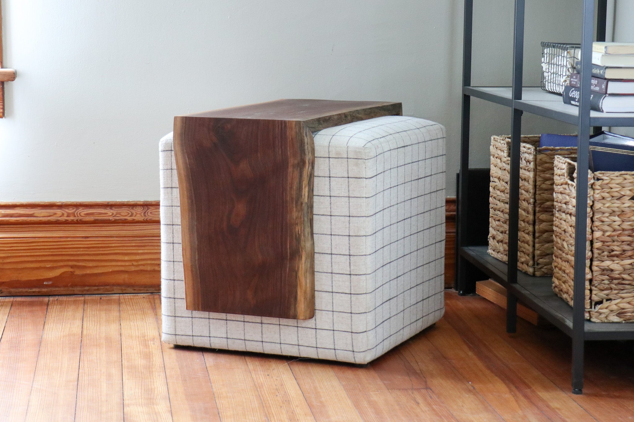 Live Edge Walnut Ottoman Foot Stool Table - Hazel Oak Farms