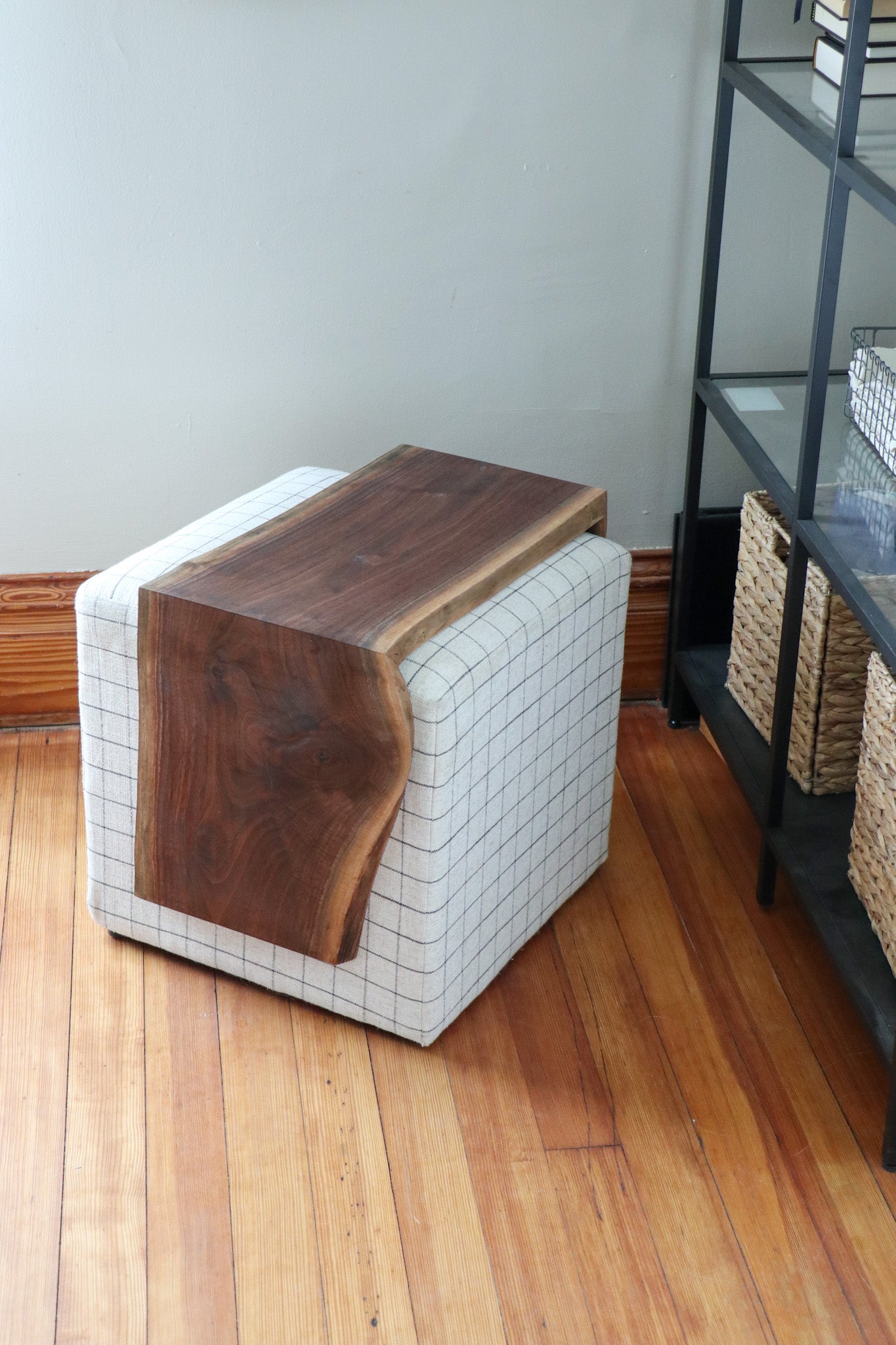 Live Edge Walnut Ottoman Foot Stool Table - Hazel Oak Farms