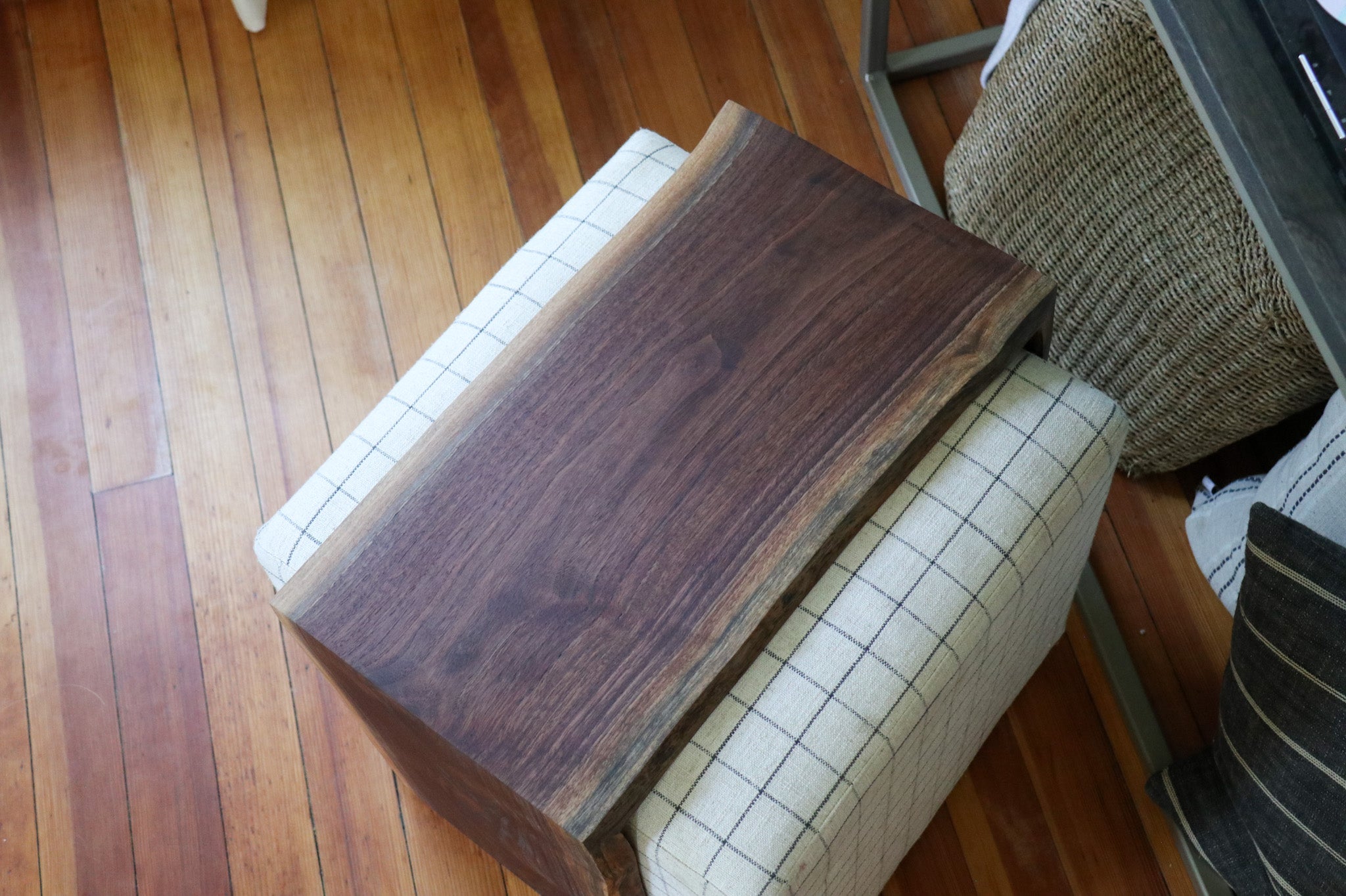 Live Edge Walnut Ottoman Foot Stool Table - Hazel Oak Farms