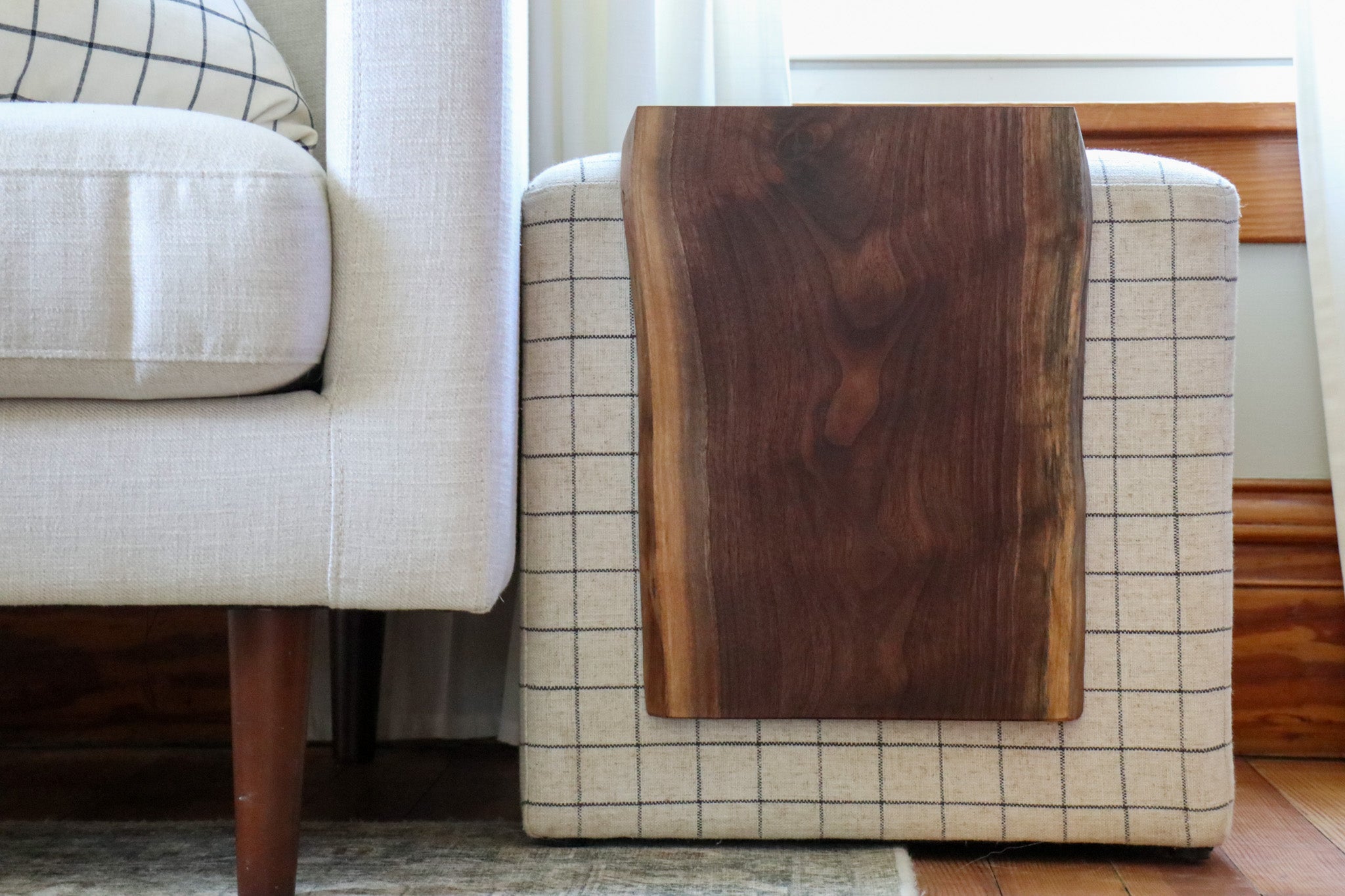 Live Edge Walnut Ottoman Foot Stool Table - Hazel Oak Farms