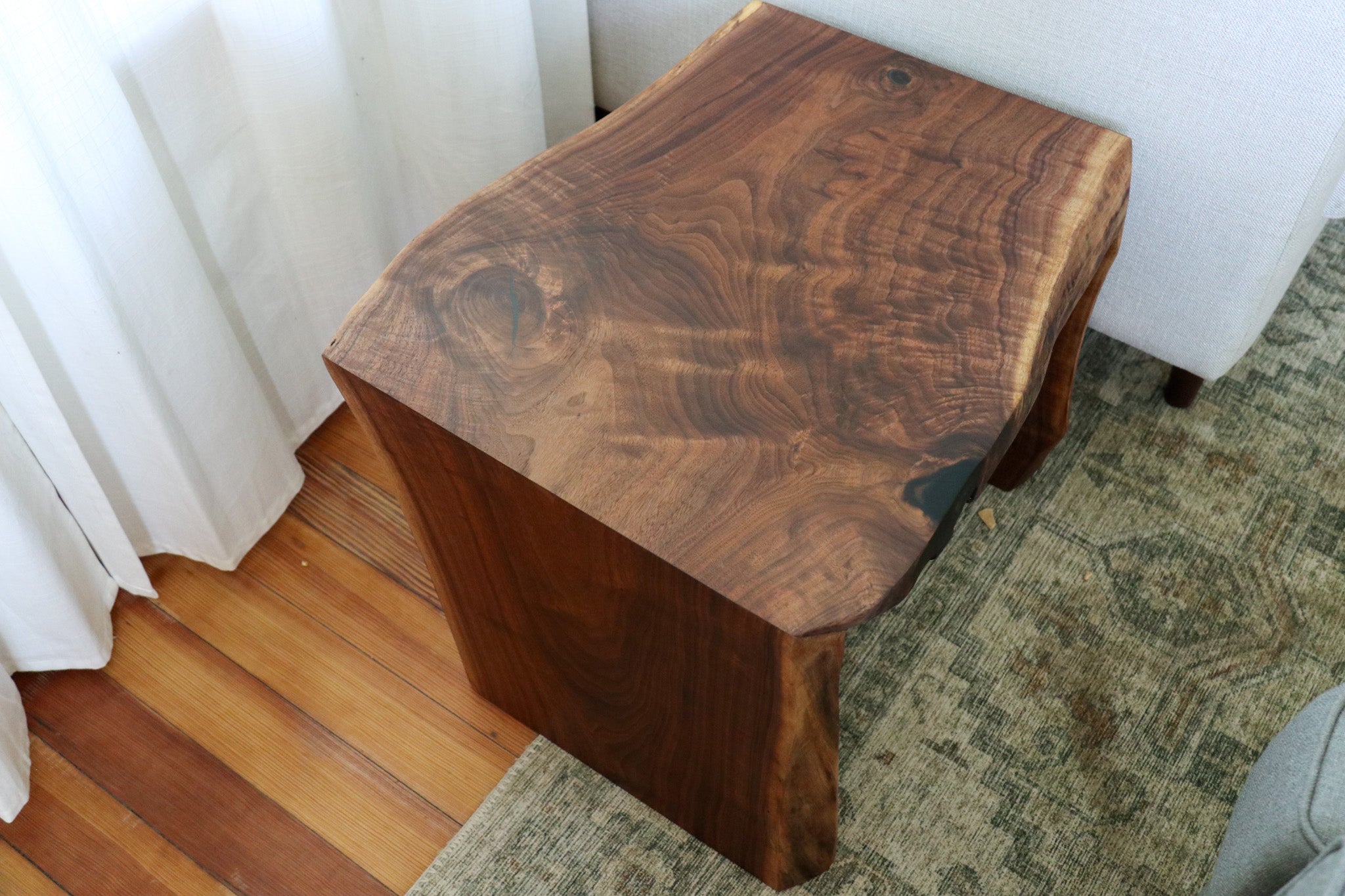 Live Edge Walnut Waterfall Side Coffee End Table - Hazel Oak Farms