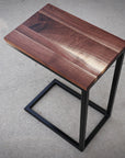 Straight Edge Walnut Industrial Side C Table