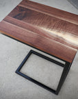 Straight Edge Walnut Industrial Side C Table