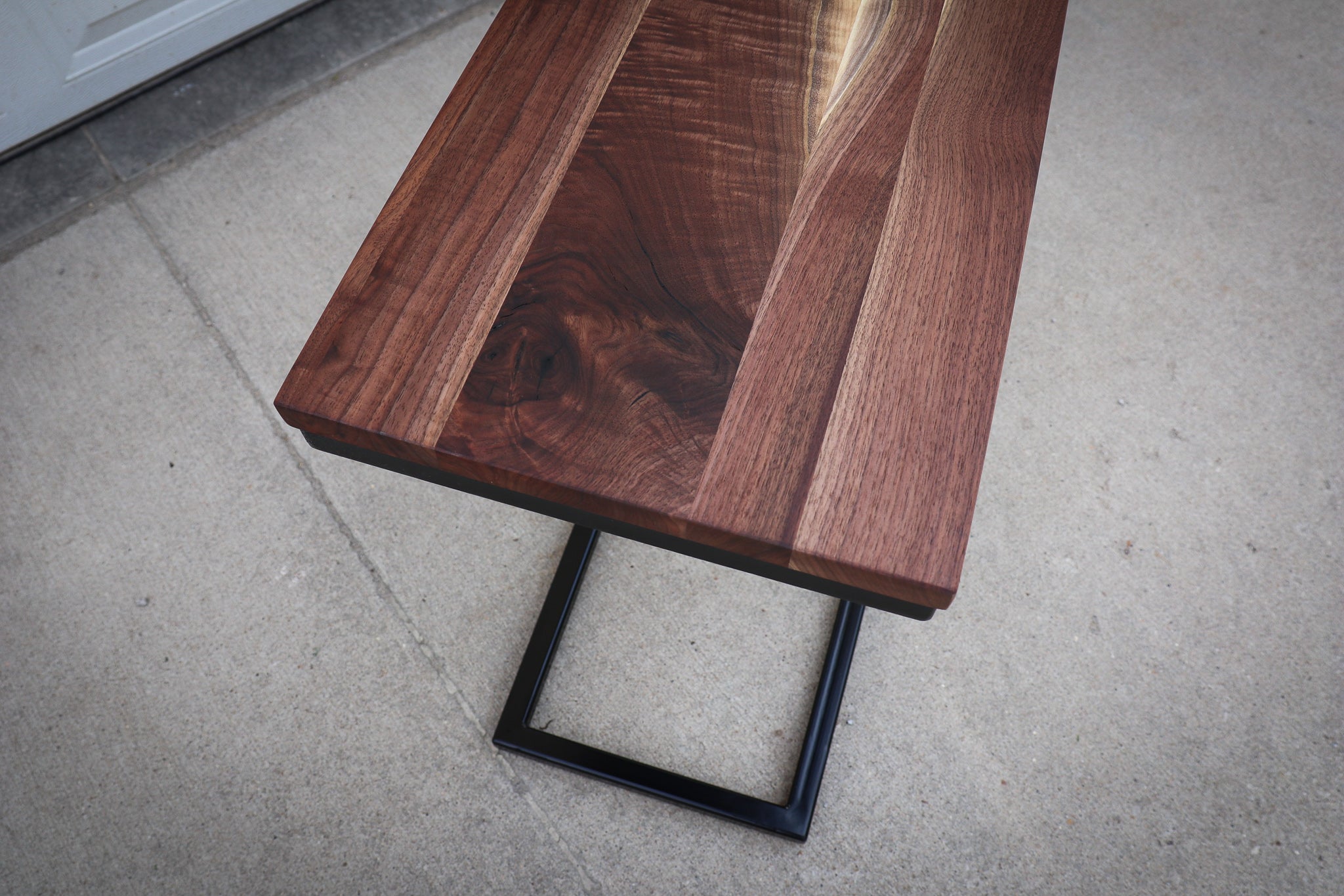 Straight Edge Walnut Industrial Side C Table